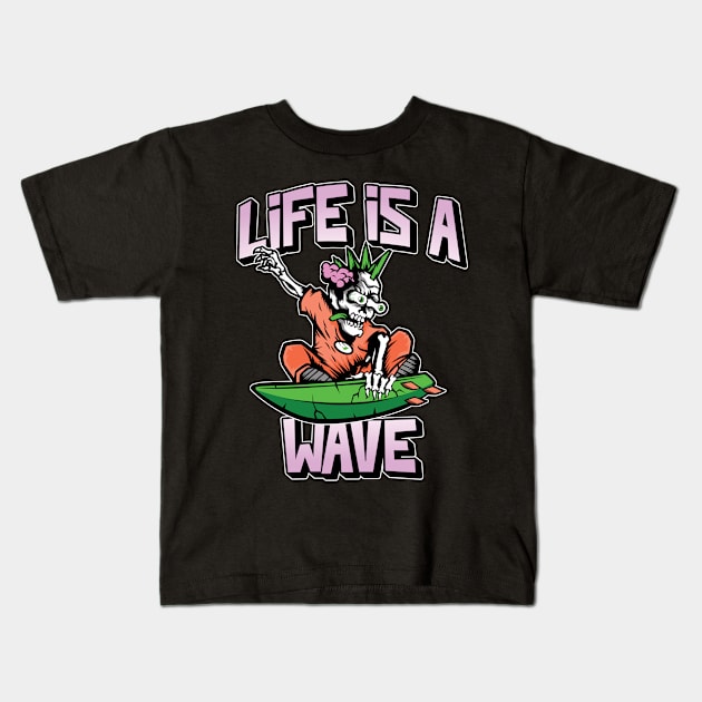 Life Is A Wave Kids T-Shirt by PorcupineTees